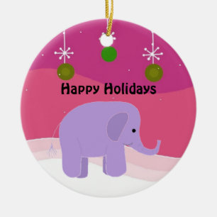 Purple Elephant Christmas Ornament