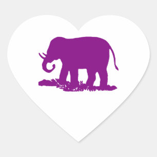 Purple Elephant Heart Sticker