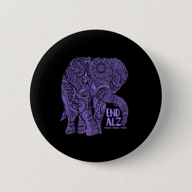 Purple Elephant Heimer Awareness Apparel &amp; Gif 6 Cm Round Badge (Front)