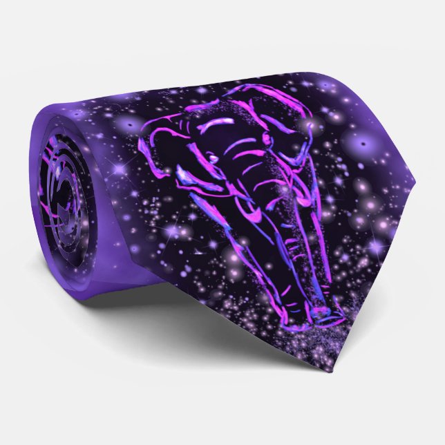 Purple Elephant Neck Tie (Rolled)