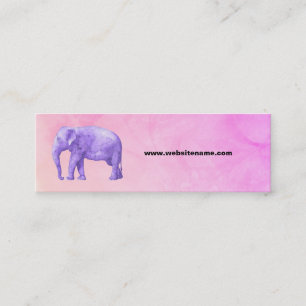Purple Elephant on Dreamy Pink Watercolors Mini Business Card