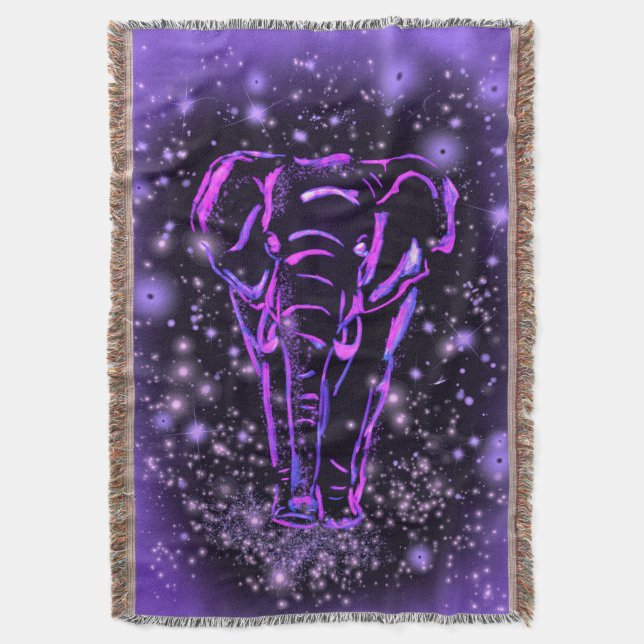 Purple Elephant Throw Blanket (Front Vertical)