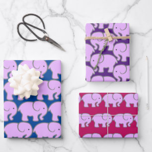 Purple Elephants Design Wrapping Paper