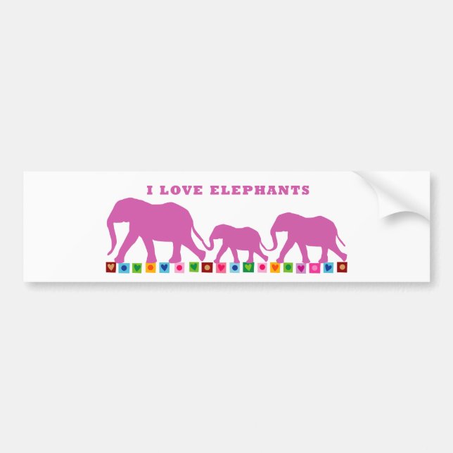 Purple Elephants Walking Bumper Sticker (Front)