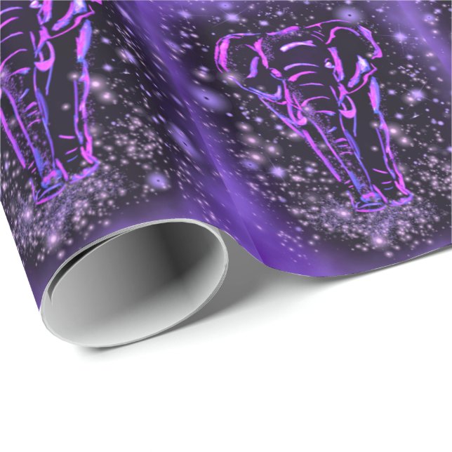 Purple Elephants Wrapping Paper (Roll Corner)