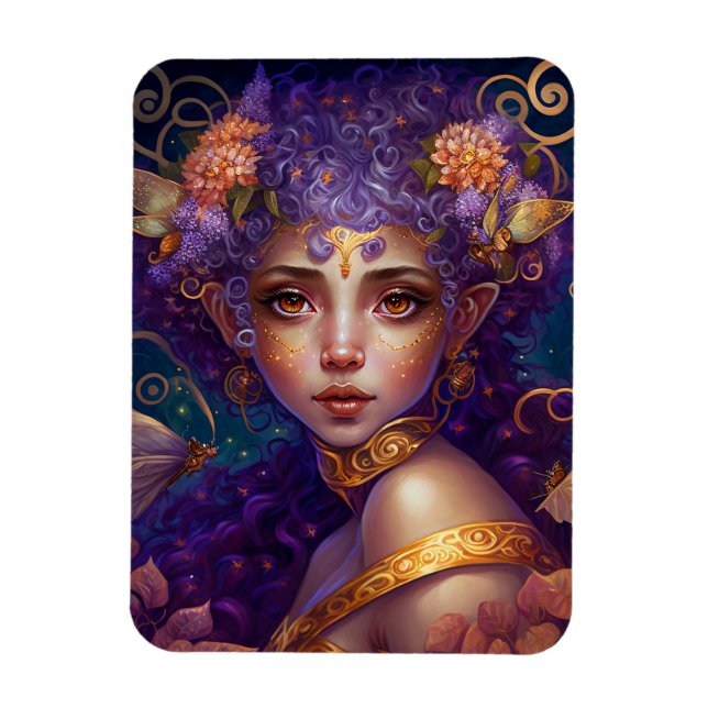 Purple Elf Fairy Fantasy Art Magnet (Vertical)