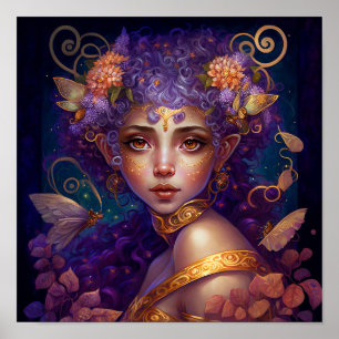 Purple Elf Fairy Fantasy Art Poster