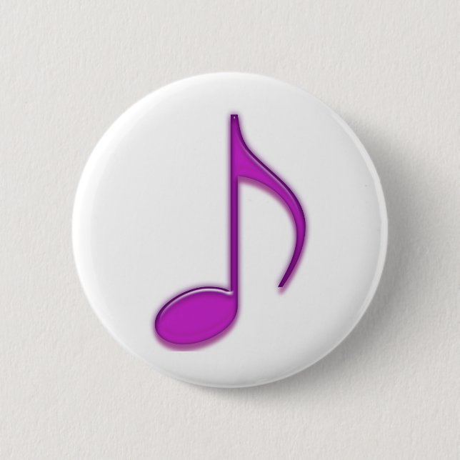 Purple Emboss 8th Musical Note 6 Cm Round Badge (Front)