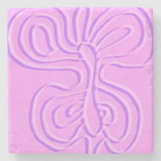 Purple Embossed "Rainbow" Flutterfly  Stone Coaster