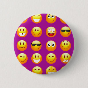 purple emojis 6 cm round badge