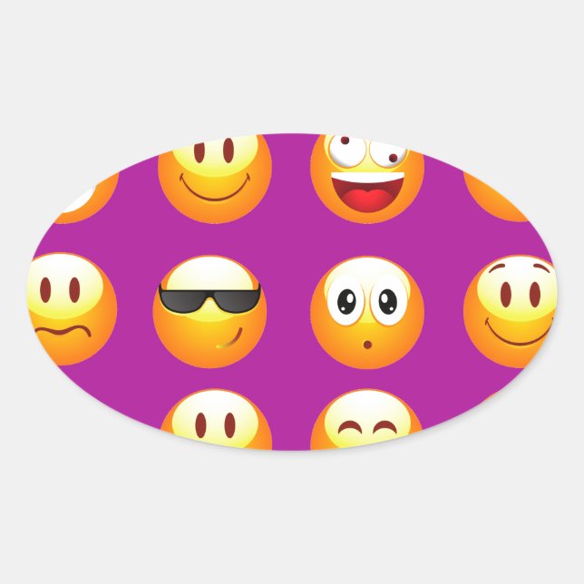 purple emojis oval sticker (Front)