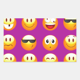 purple emojis rectangular sticker