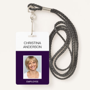 Purple Employee - Name Photo Corporate Work ID Badge