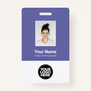 Purple Employee Photo Bar Code Logo Name ID Badge