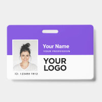 Purple Employee Photo Bar or Qr Code Logo Name
