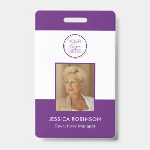 Purple Employee Photo ID Security Badge with Logo