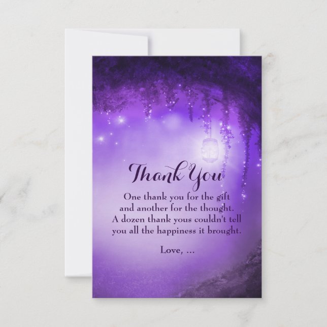 Purple Enchanted Fantasy Forest Thank You Cards (Front)