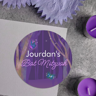 Purple Enchanted Forest, Butterflies Sticker