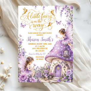 Purple Enchanted Forest Fairy Baby Shower Invitation