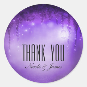 Purple Enchanted Forest Fantasy Wedding Favour Classic Round Sticker