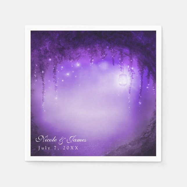 Purple Enchanted Forest Fantasy Wedding Reception Napkin (Front)