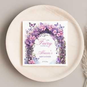 Purple enchanted garden fairy baby shower printed napkin