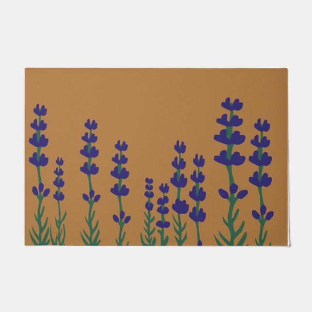 Purple English Lavender Flower Mat, Lavender Lover Doormat (Front)