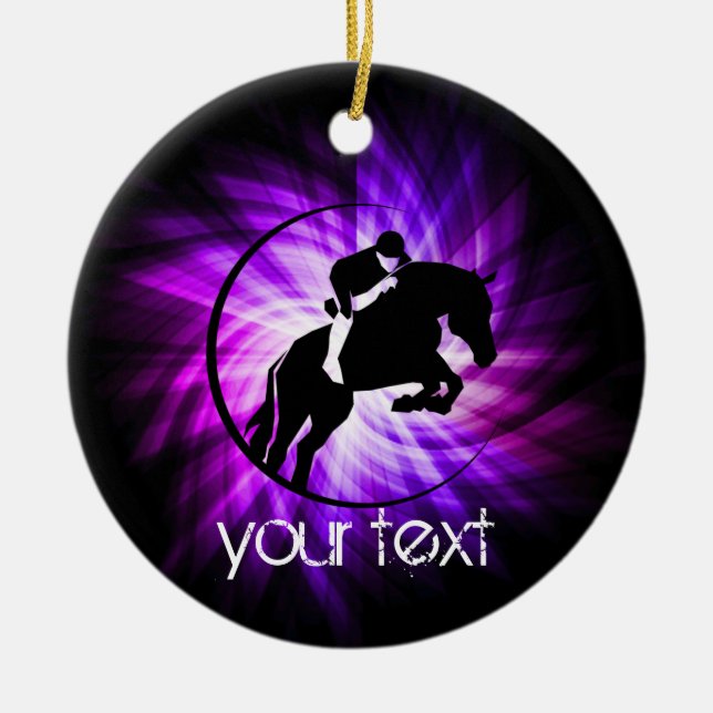 Purple Equestrian Ceramic Tree Decoration (Front)
