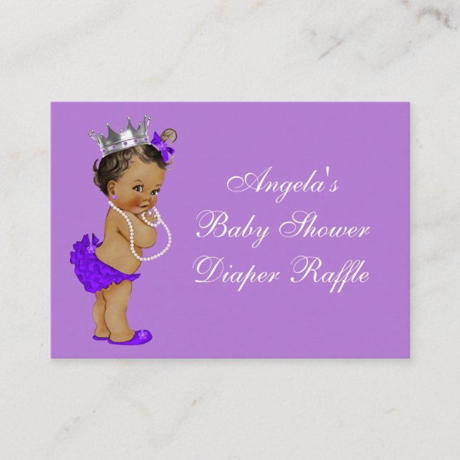 Purple Ethnic Princess Baby Shower Diaper Raffle Enclosure Card (Front)
