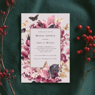 Purple Eucalyptus Butterflies Fall Bridal Shower Invitation