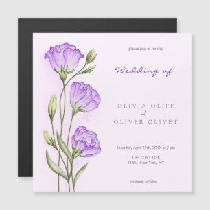 Purple Eustomas Wedding Magnetic Invitation