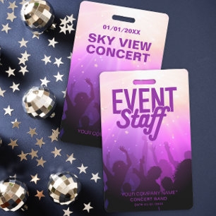Purple Event Staff Badge for Concert or Festival ID Badge