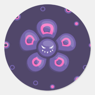 Purple Evil Flower Classic Round Sticker
