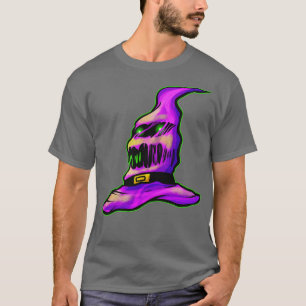 Purple Evil Witch Hat Halloween T-Shirt