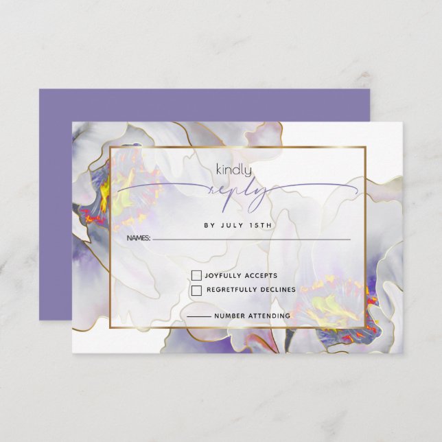 Purple Exotic Floral RSVP Card (Front/Back)