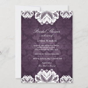 Purple Exotic flower Bridal Shower Invitation