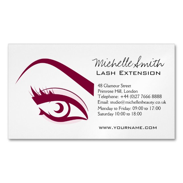 Purple Eye long eyelashes Lash extension  icon Magnetic Business Card (Front)