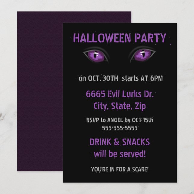 Purple Eyes Invitation (Front/Back)