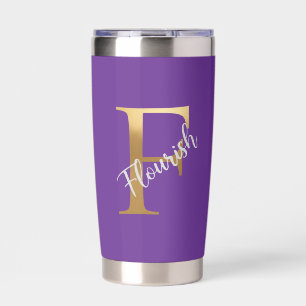Purple F, Flourish Travel Tumbler