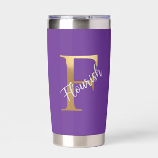 Purple F, Flourish Travel Tumbler