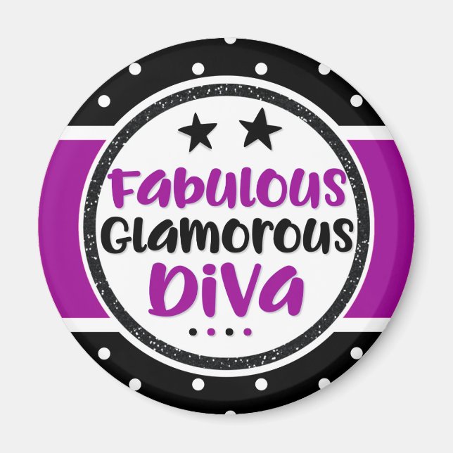 Purple Fabulous Glamourous Diva Magnet (Front)