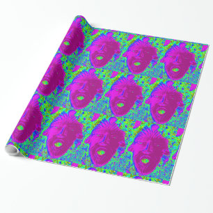 purple face on green paper