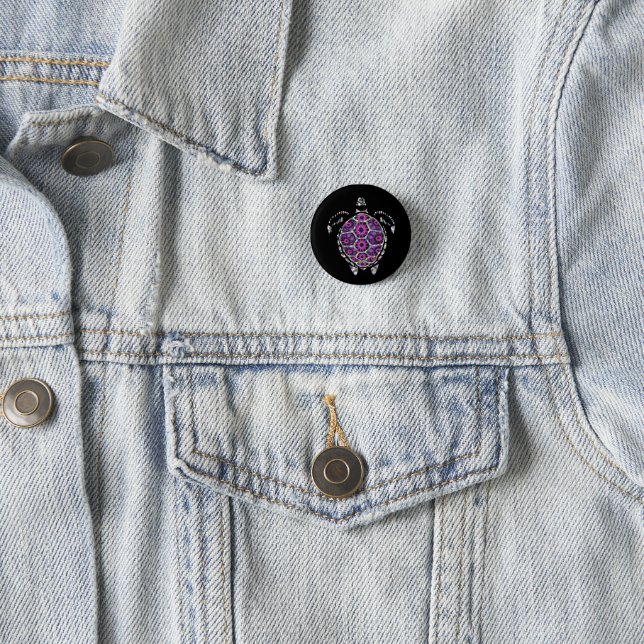 Purple Factual Sea Turtle Shell 3 Cm Round Badge (In Situ)