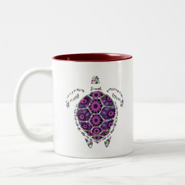 Purple Factual Turtle Shell Two-Tone Coffee Mug (Left)