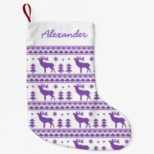 Purple Fair Isle Christmas Sweater Pattern Small Christmas Stocking