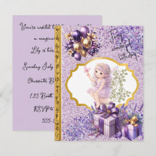 Purple Fairy Birthday Party Digital Download Invitation