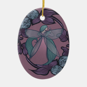 Purple Fairy Butterfly Goddess Fairies Art Ceramic Tree Decoration