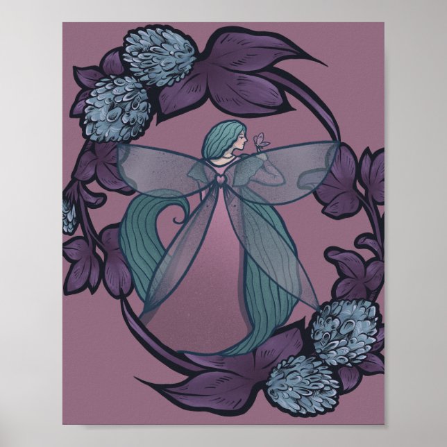 Purple Fairy Butterfly Goddess Fairies Art         Poster (Front)