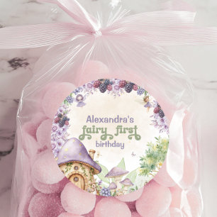 Purple Fairy First Berry First Birthday Classic Round Sticker