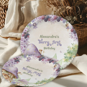 Purple Fairy First Berry First Birthday Paper Plate